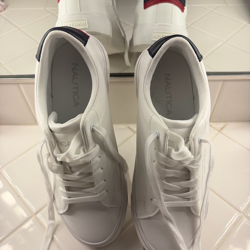 Nautica White and Navy Men's Sneakers